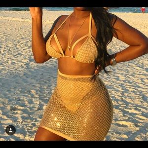 Gold 3 piece swimsuit